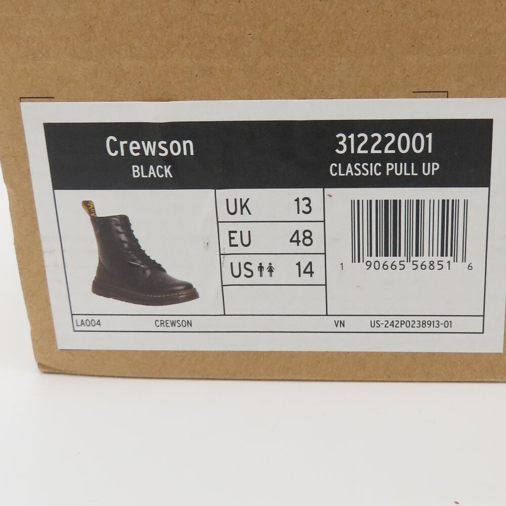 Dr. Martens Crewson Black Leather Lace-up Boots 31222001 - Mens Size 13 - Picture 9 of 9